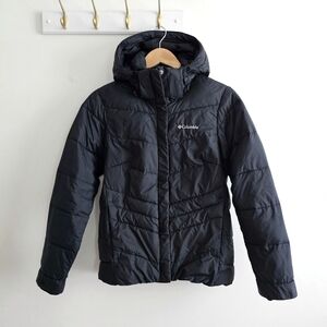 Columbia Women's Black Puffer Jacket Size S Detachable Hood Quilted Winter Coat